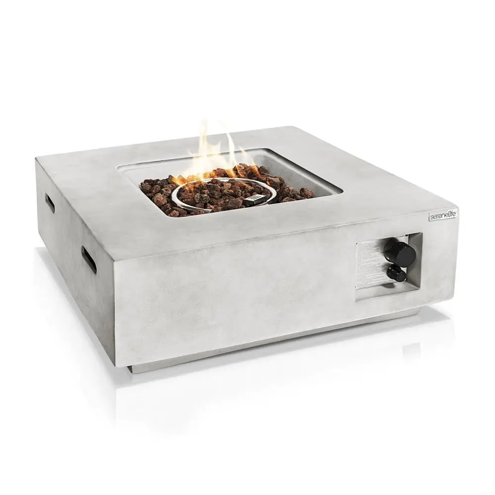 Square Outdoor Gas Fire Pit Table 40000 BTU with Cover Lava Rock Adjustable Flame, Customized