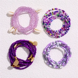 Colorful Four Sets Rice Beads Elastic Waist Chain Belly Chains for Women Bohemian Beach Style 2023 Fashion Jewelry Ancessories
