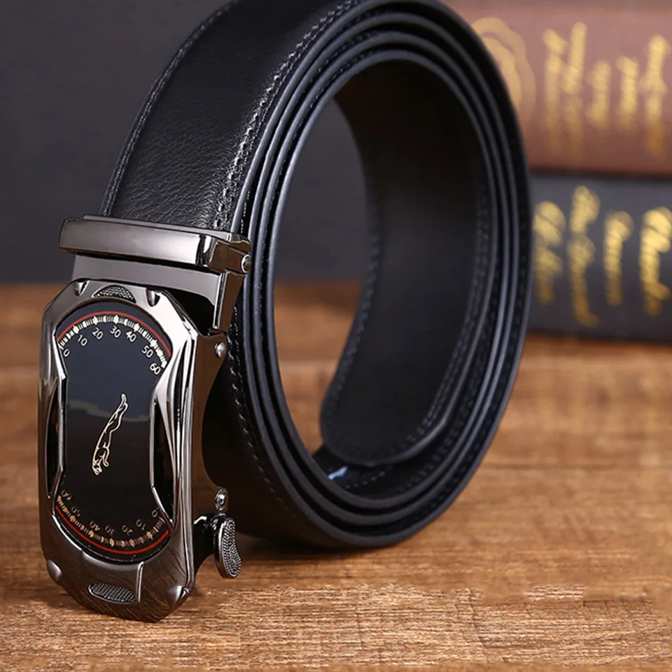 New Men's Leather Belt Korean Version Versatile Black Automatic Buckle Waist Belt For Middle-Aged And Young People's Daily Wear