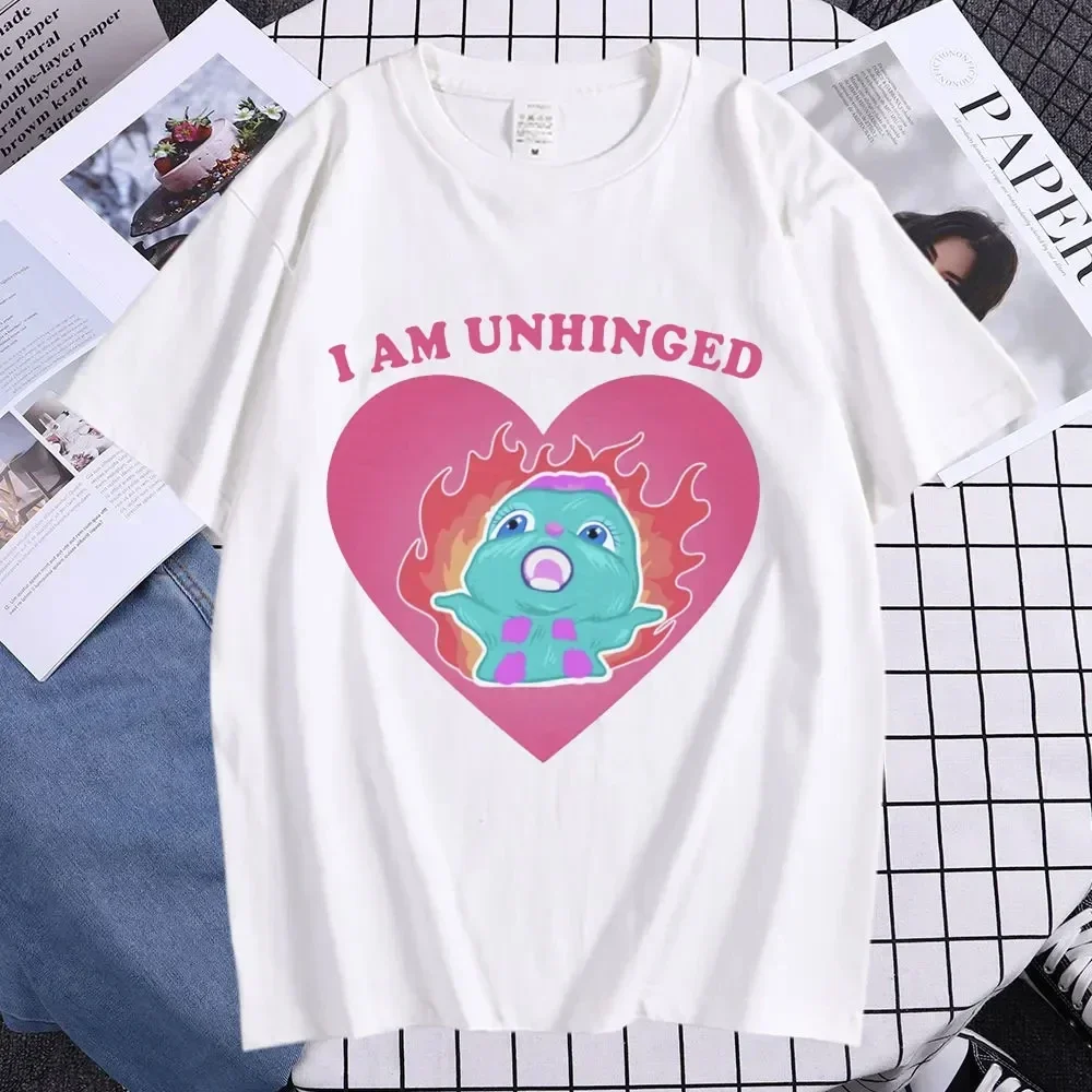 new model Summer I AM UNHINGED Cute Bibble  T Shirt Men's Women's T-shirt Short-sved Pure Cotton Loose Comfortable Couple