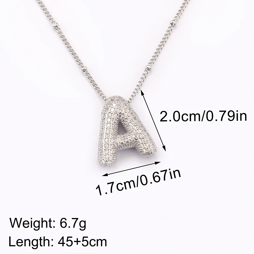 Light Luxury Aesthetic 26 A-Z Letters Sparkling Zircon Pendant Necklace Initials Alphabet For Women Lucky Jewelry Accessories