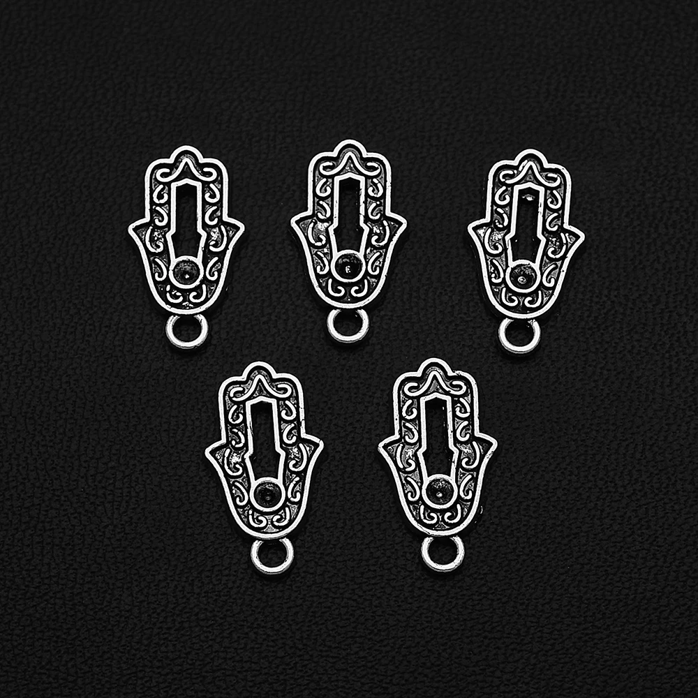 30pcs/lot--10x17mm Mini Hamsa Hand Fatima Charms Pendants For Diy Jewelry Making Supplies Accessories Wholesale Bulk Items