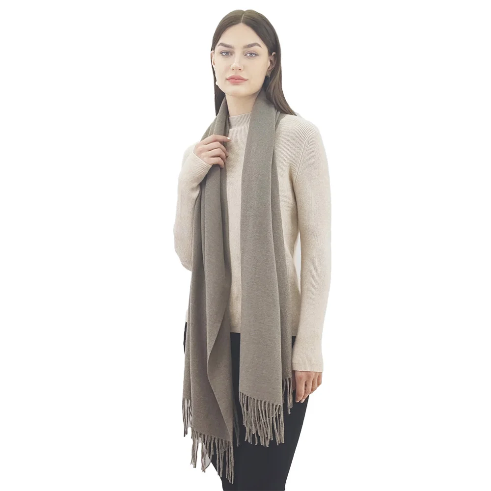 

200×70cm Pashmina Solid Color Thick Cashmere Scarf for Women Large Size Winter Warm Shawls And Wraps Bufanda Female with Tassels