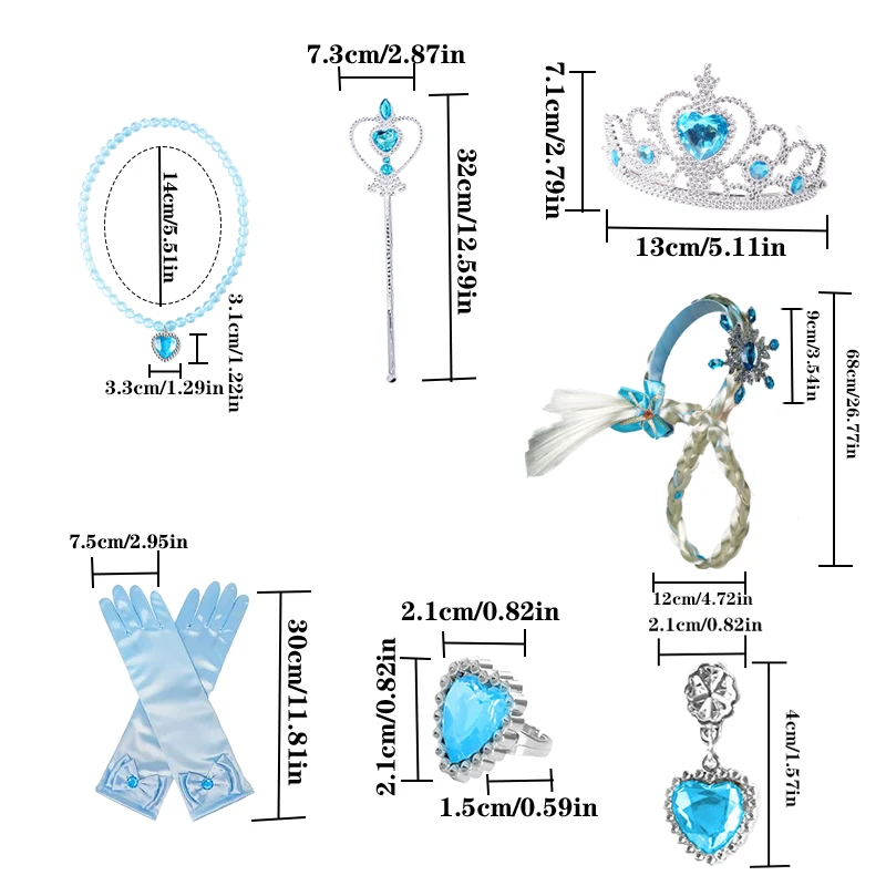 ชุดเครื่องประดับเจ้าหญิง PESENAR: มีมงกุฎ สร้อยคอ และถักเปีย เหมาะสำหรับงานปาร์ตี้ธีมเจ้าหญิง