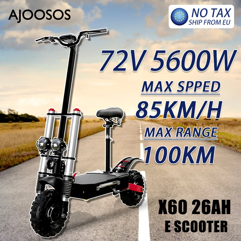 Electric Scooter X60 85KM/H Max Speed Patinete Eléctrico 72V 5600W Elektrikli Scooter 100KM Max Distance 200KG Max Load Foldable