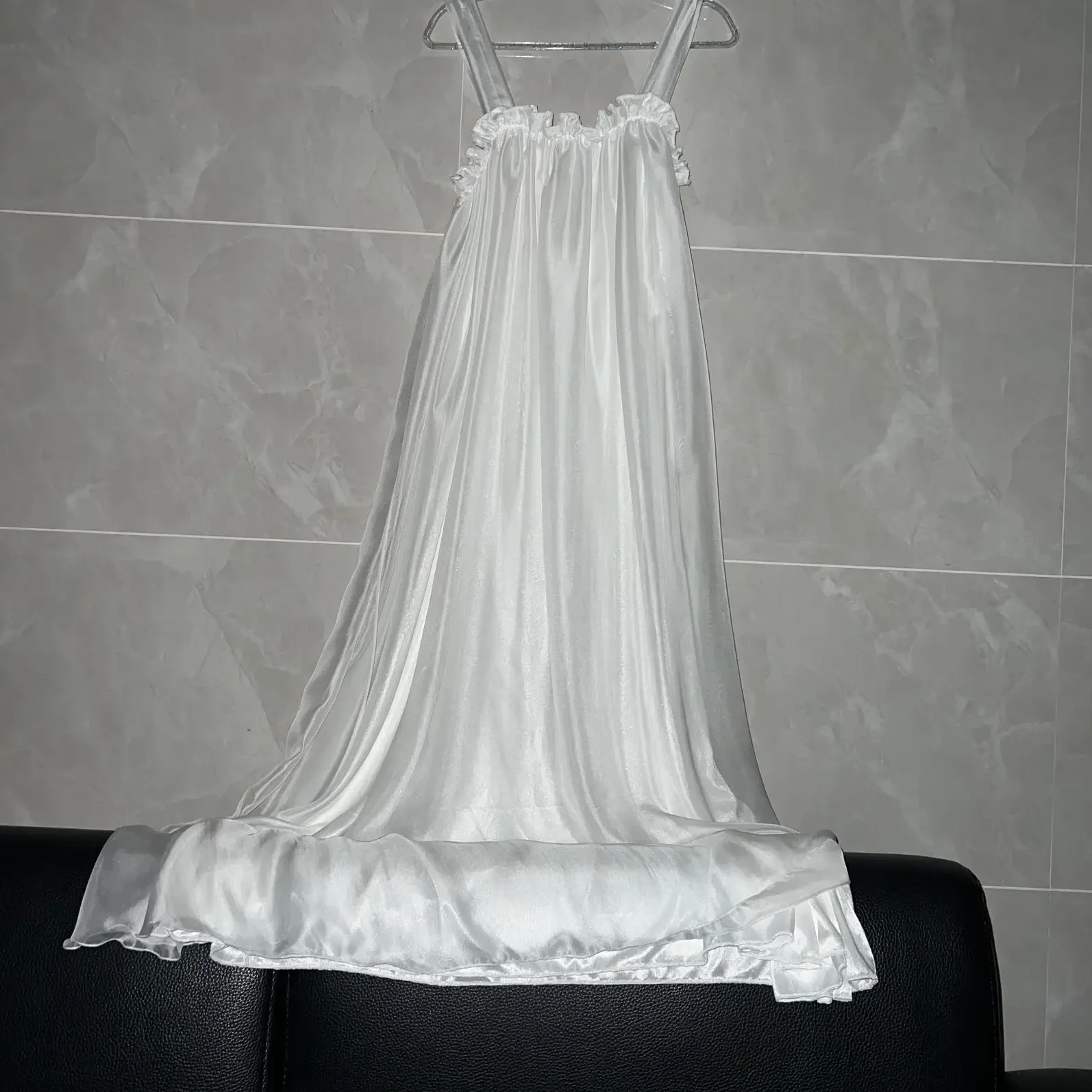 2 camadas fora de seda gelo brilhante ultra longo vestido de manhã outono inverno sleepwear quimono sexy guarnição camisola noiva homewear