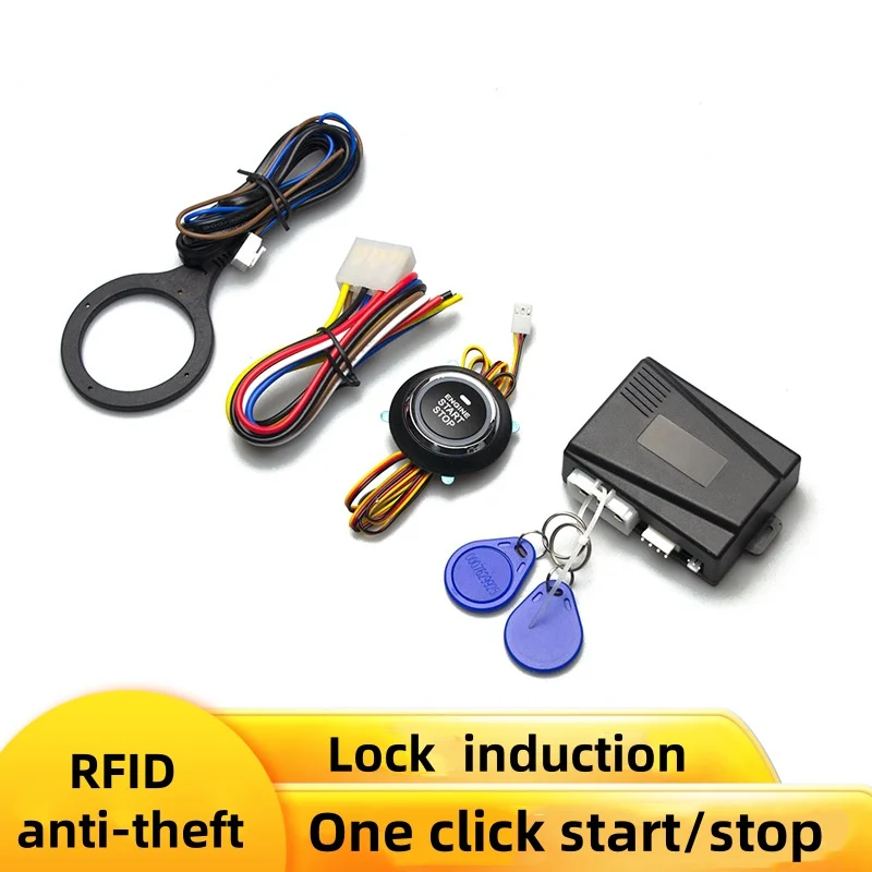 Smart RFID Push Engine Start Button kit & Keyless Go System Upgrade Key Start to Push Start Cars Fits for Most DC12V Cars