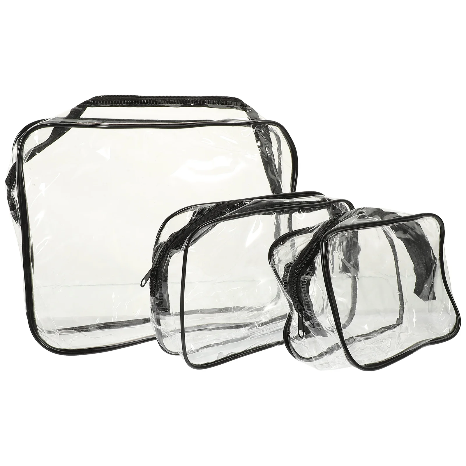 3 Pcs Pvc Storage Bag Clear Zipper Pouches Toiletry Organizer Portable Wash Travel Makeup Miss Personal Bags