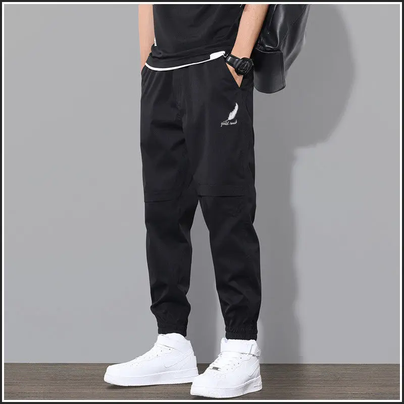 2024 New Men Cargo Pants Waist Elastic Outdoor Sports Trousers Slim Fit Casual Solid Color Jogging Sweatpants Men's Clothing 3Xl