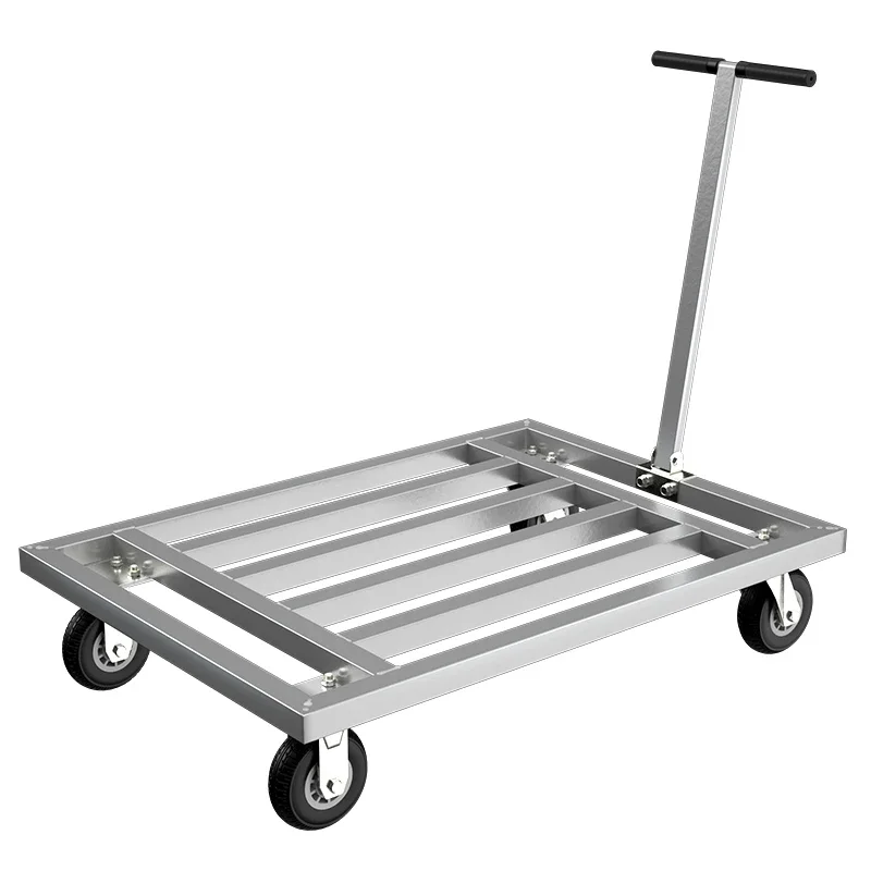 1100lb 900mm*600mm  Steel Warehouse Transportation Folding Square Tube Trolley Platform Hand Cart