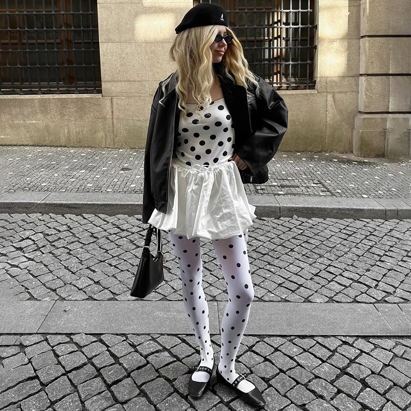 Tornova Vintage Women's Pantyhose Fashion Sexy Crash Tights Spring Autumn Polka Dot Stockings Super Elastic Bottoms Y2k Female