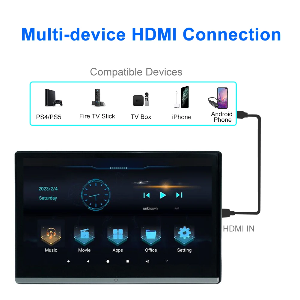 Auto Rücksitz Unterhaltung IPS TV 13,3" Android Touchscreen Auto Kopfstütze Bildschirm Unterstützung 1080P HD