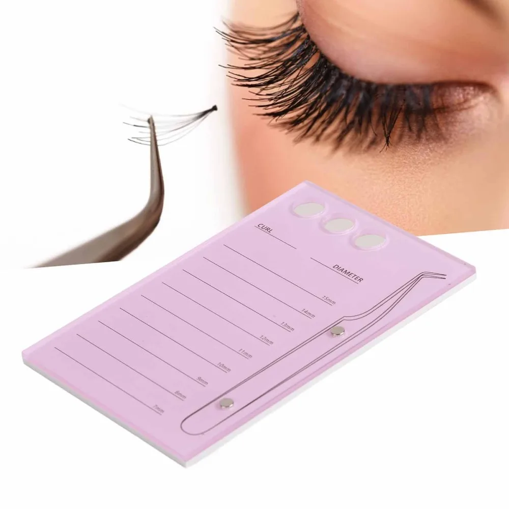 2 in 1 Acrylic Eyelash Extension Pallet 7 to 15mm Scale Eyelash Holder Pad Glue Cup Slots Magnetic Tweezer Holder for Lash Tools
