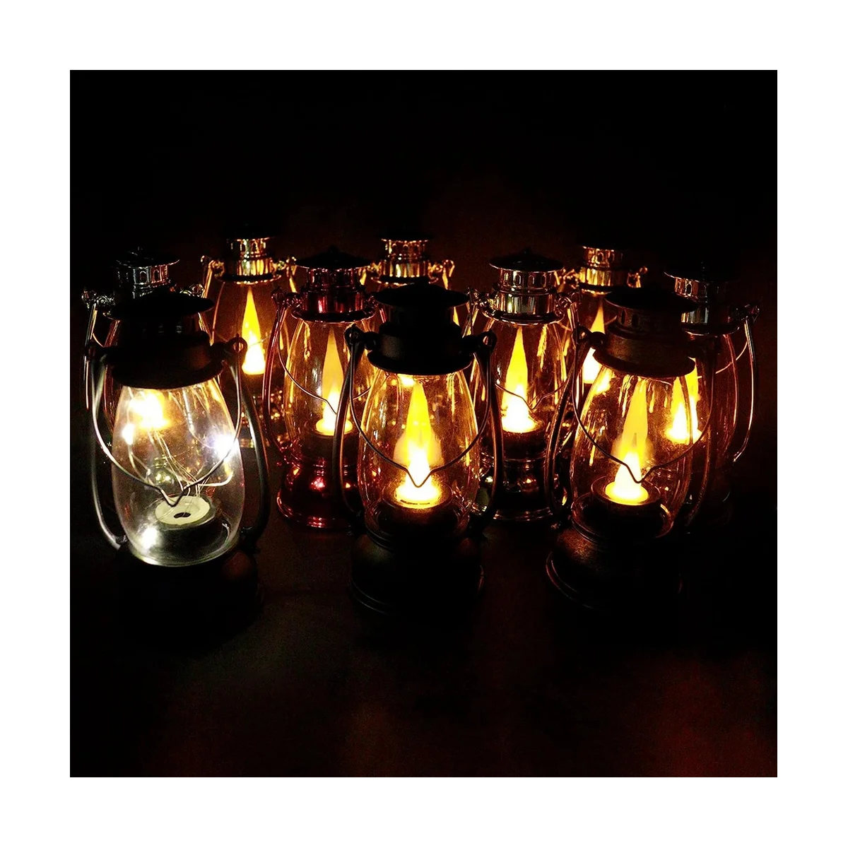 Vintag Candle Lanterns for Indoors 12Pcs Mini Lantern with Flicker Candles Small Hanging Lanterns for Home Decor Black