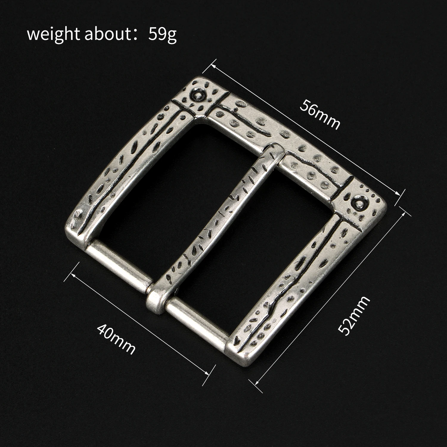 Men's 40mm Pin Buckle Solid Brass Embossed Waistband Head Real Silver-plated Leather Craft Belt Parts DIY Accessory for Men