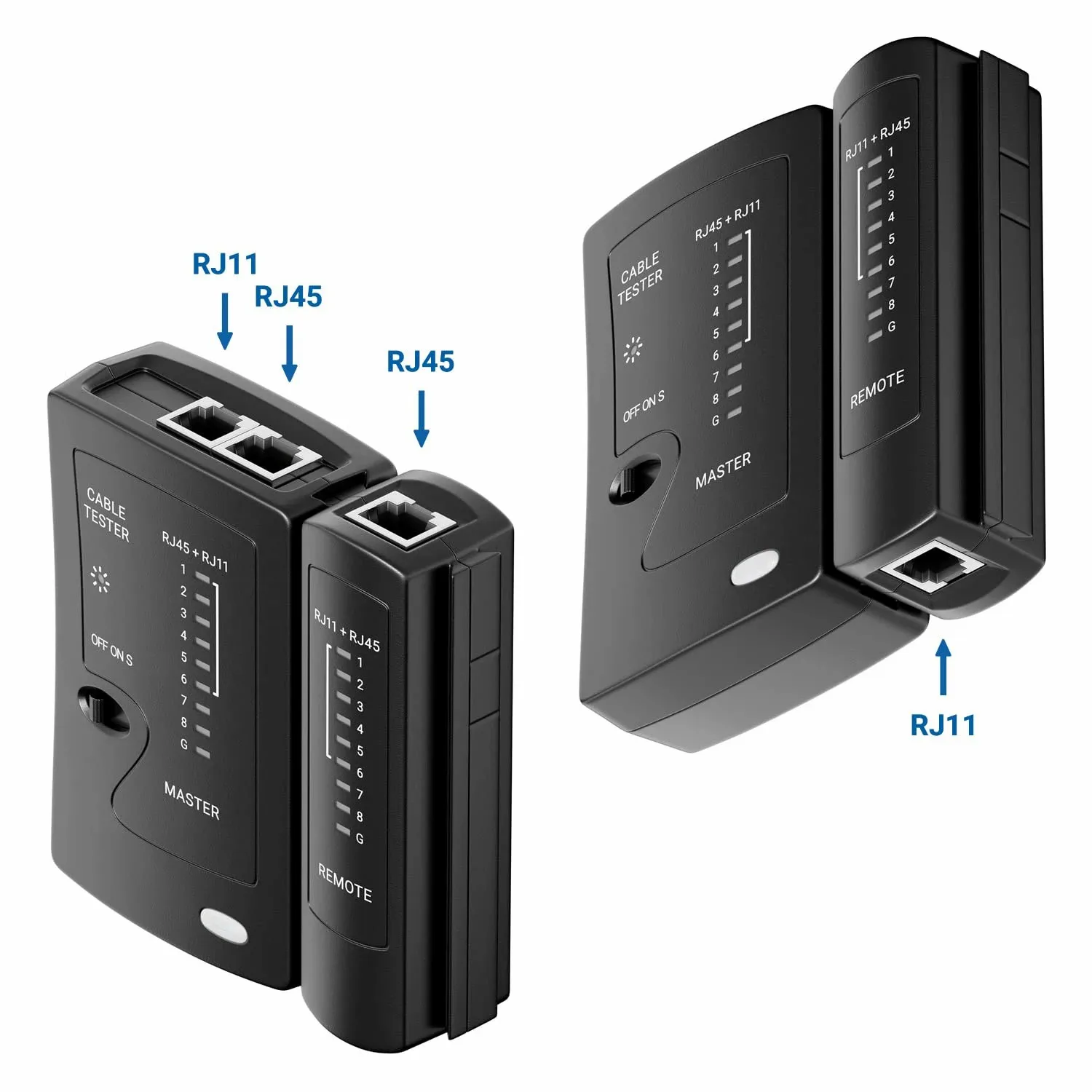 WoeoW-Testeur de câble ethernet pour LAN RJ45, Cat5 Catinspectés Cat6 Cat6a Cat7 UTP/câble blindé et RJ11 RJ12