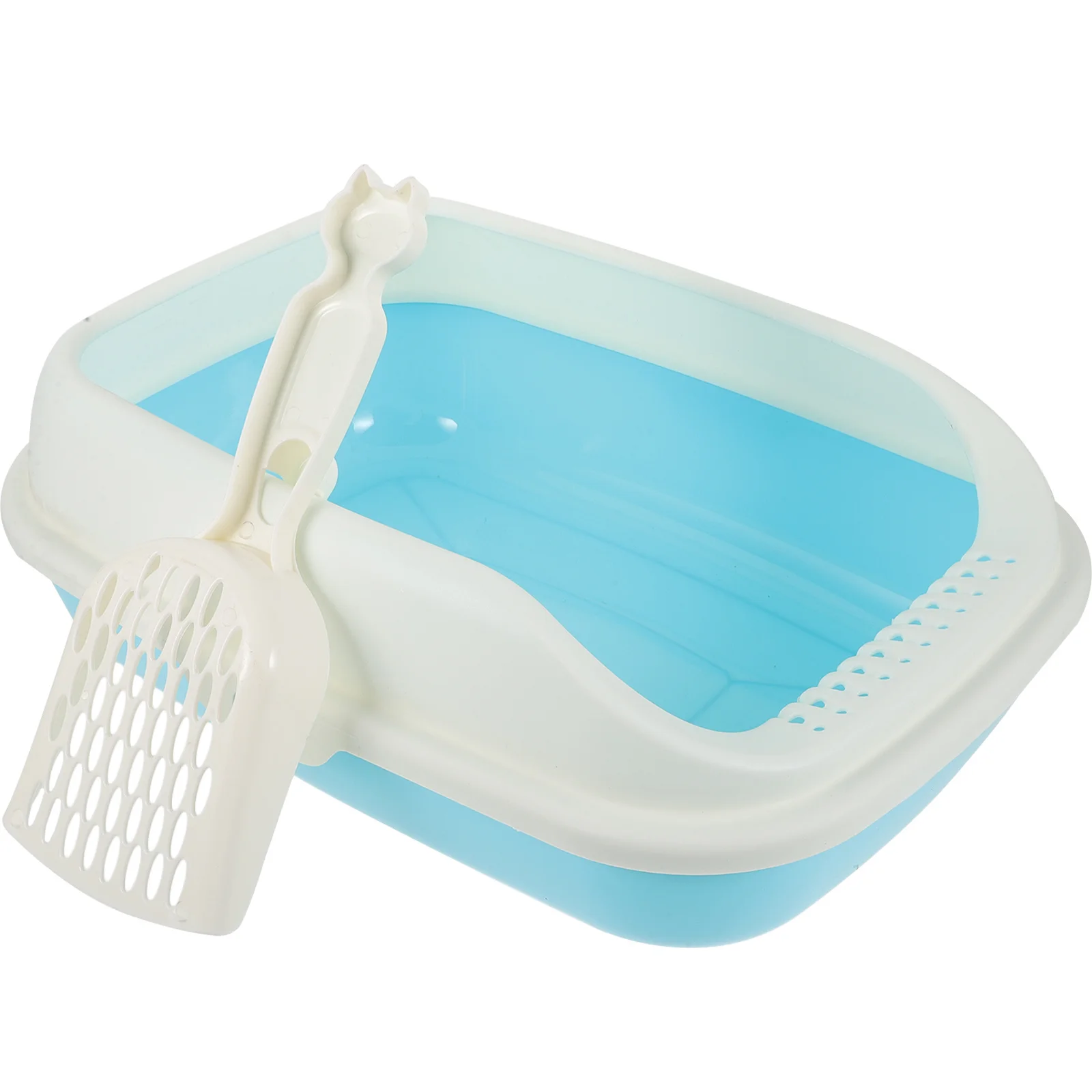 

Semi-Enclosed Cat Litter Box Kitten Toilet Spill Prevention Large Opening Easy Clean Pet Litter Container with Shovel for Home