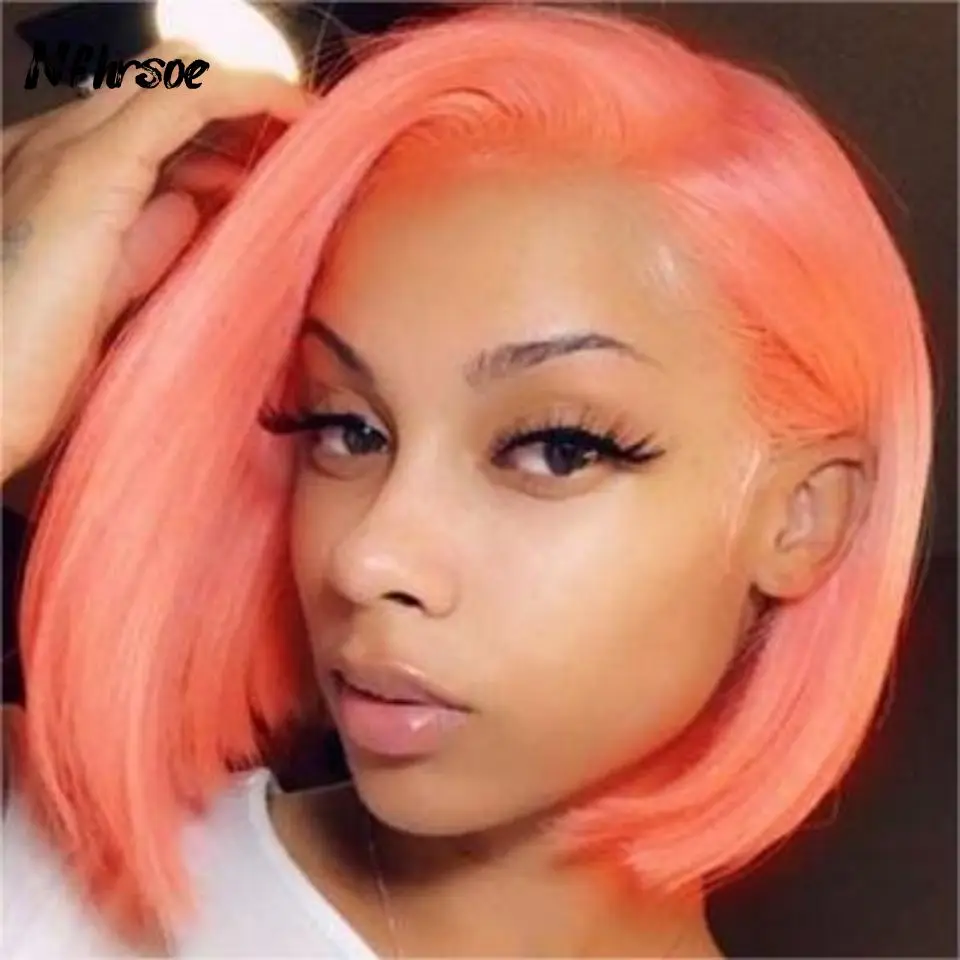 

Highlight Hot Pink Short Bob Wig HD 13x4 Bone Straight Lace Front Human Hair Wigs Colored Human Hair Lace Frontal Wig