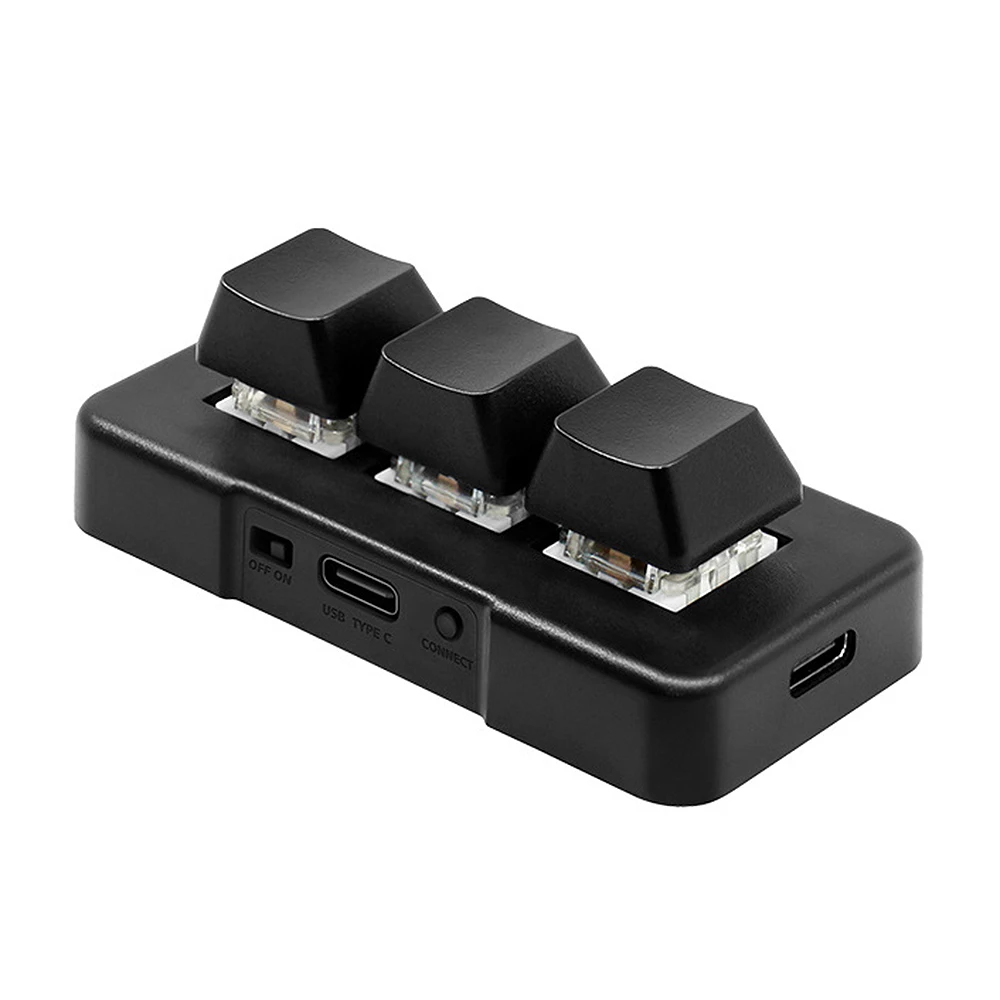 MK321BT 3-key Mini Customized Keyboard with Mechanical Blue Switch USB+BT Dual-mode Connection for Office Game Multimedia
