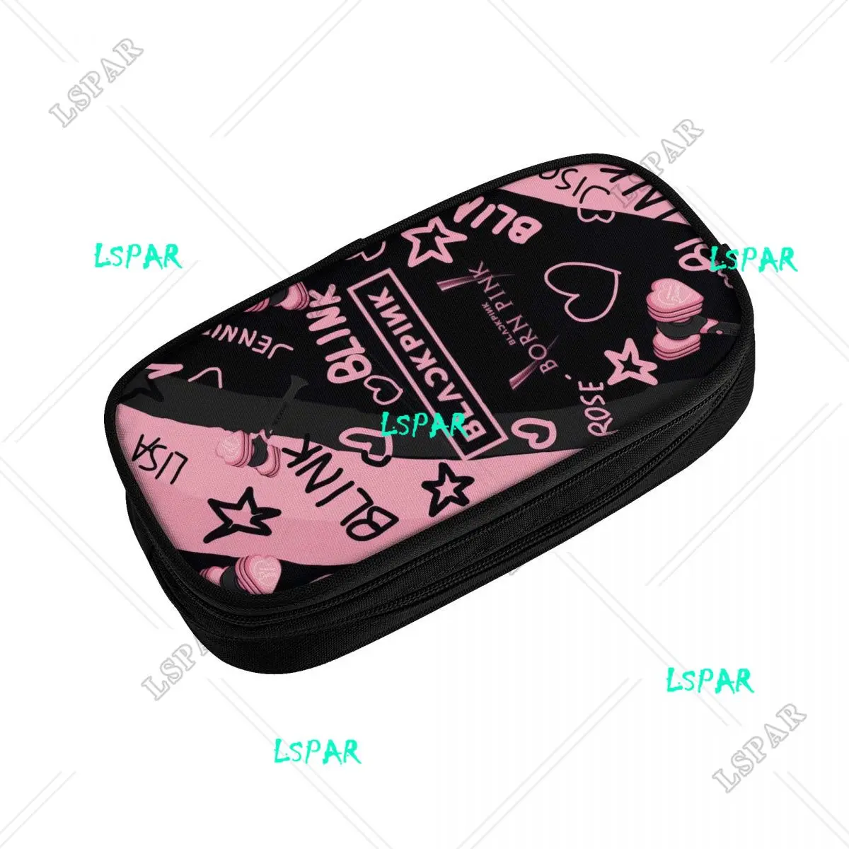 Kpop Bp-estuche de lápices Kawaii para niños y niñas, caja de lápices de gran capacidad, papelería para estudiantes, Negro, Rosa