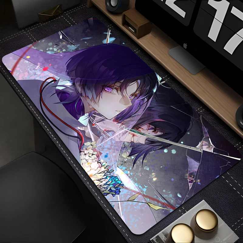 Alfombrilla de ratón Genshin Impact Scaramouche Wanderer para PC, Anime, gabinete de juegos, teclado, portátil, accesorios para juegos, Alfombra de escritorio