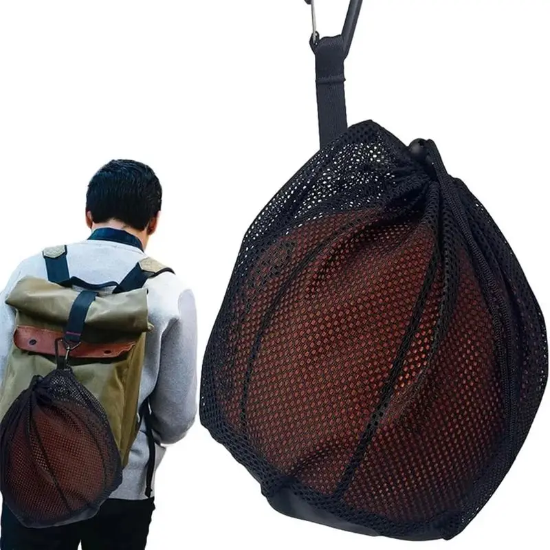 

Drawstring Portable Backpack Hanging Bags Small Ball Mesh Bag Sports Football Volleyball Basketball Travel Gym Toy Storage Bags