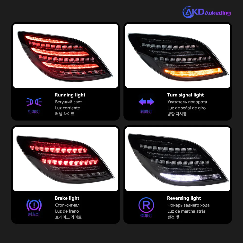 AKD Tail Lamp for W251 R Class LED Tail Light 2010-2017 R300 R350 R400 R500 Rear Fog Brake Turn Signal Automotive Accessories