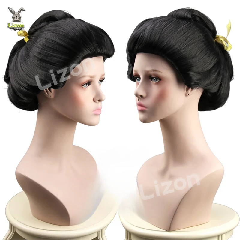 Japanese geisha full wig set courtesan big bun fake headband anime performance style hair bun Cosplay