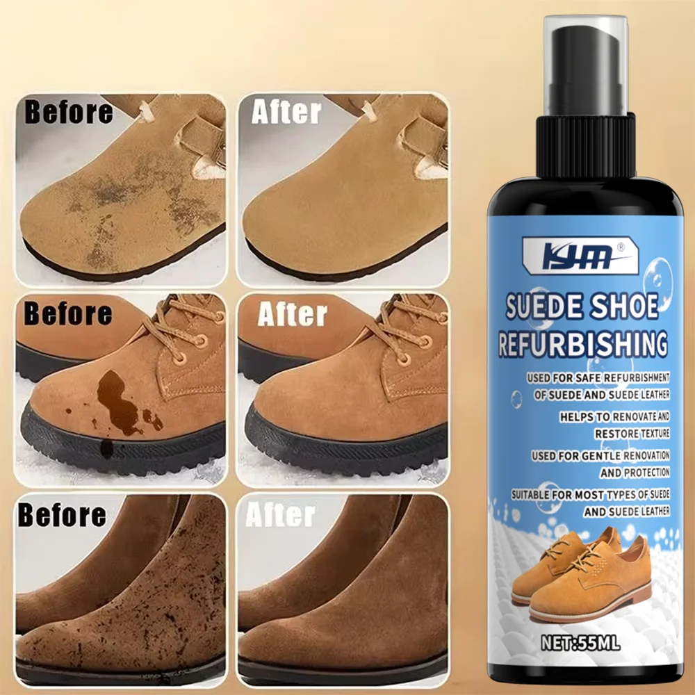 KJM 55ml Suede Nubuck Shoe Refurbishing Spray Stain Remover Texture Restorer for Boots Sneakers