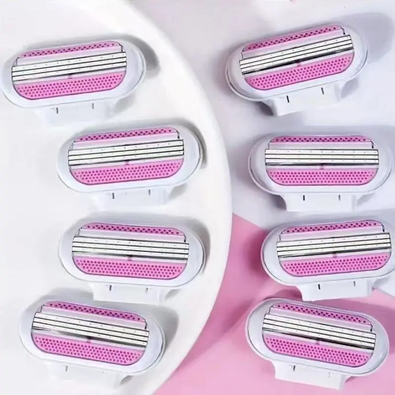 女性の安全かみそりの刃,顔,脚,脇の下,ビキニ,美容,脱毛,シェービング,互換性のある,毒シェーバー,1つのハンドルと4つの刃と8つの刃