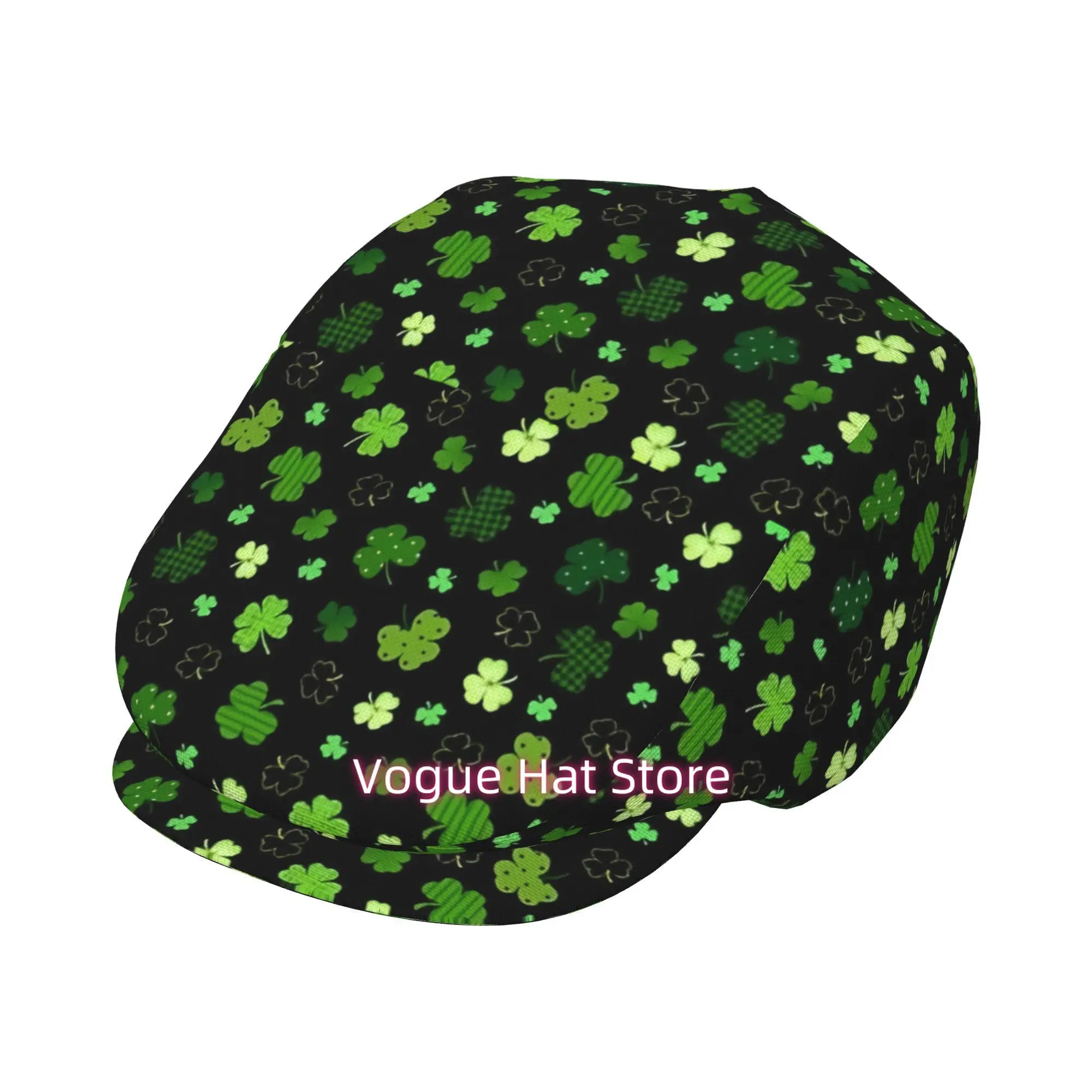 1pc Night Four Leaf Clover All-over printed beret,  newsboy cap, unisex, a must-have fashion accessory for outdoor leisure activ