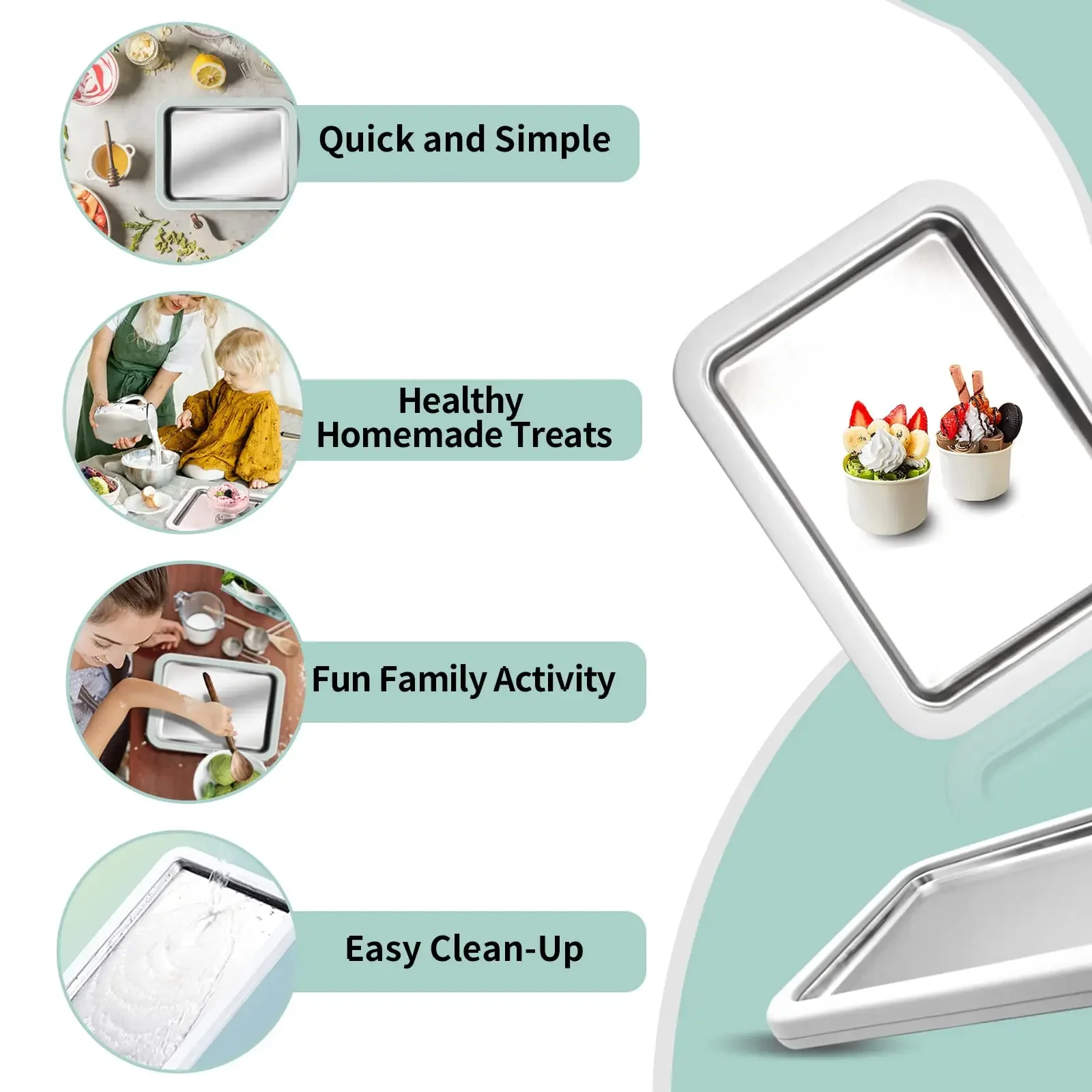 صانعة الآيس كريم المدرفلة متعددة الوظائف - مقلاة ثلج مقلية حلوة باردة - صانع الزبادي المجمد المنزلي DIY - للمقلي المحلي