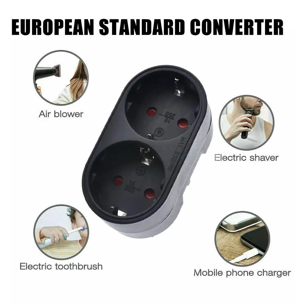 2 Socket Multiple Plug Plug Power Adapter Eu Multiple 16a/250v Plug German Standard Supply Standard Adapter Power P A0t4