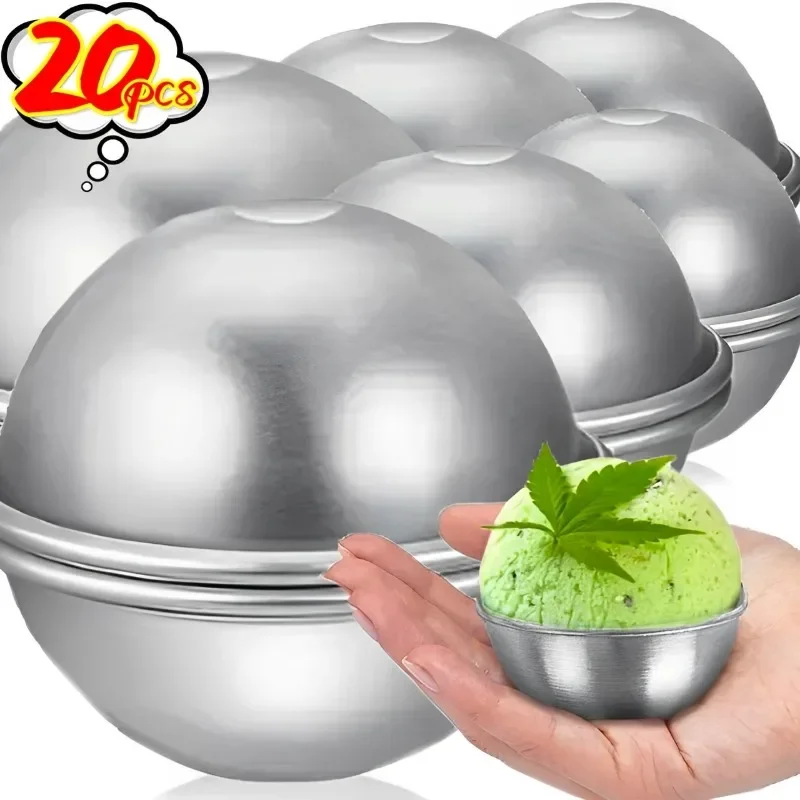 2/20PCS Aluminum Alloy Dessert Ball Molds DIY Bathtub Bomb Bath Salt Ball Handmade Soap Making Mold Portable Sweet Baking Tools