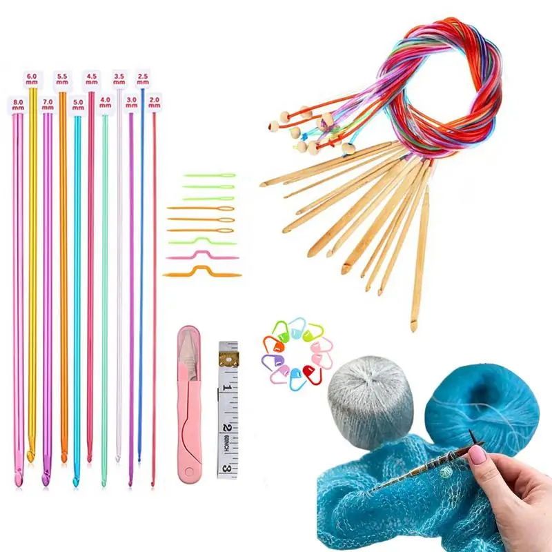 

Crochet Hooks Set 3-10mm Knitting Needle With Extend Braided Tube 2-8mm Tunisian Afghan Aluminum Crochet Hooks For Beginners And