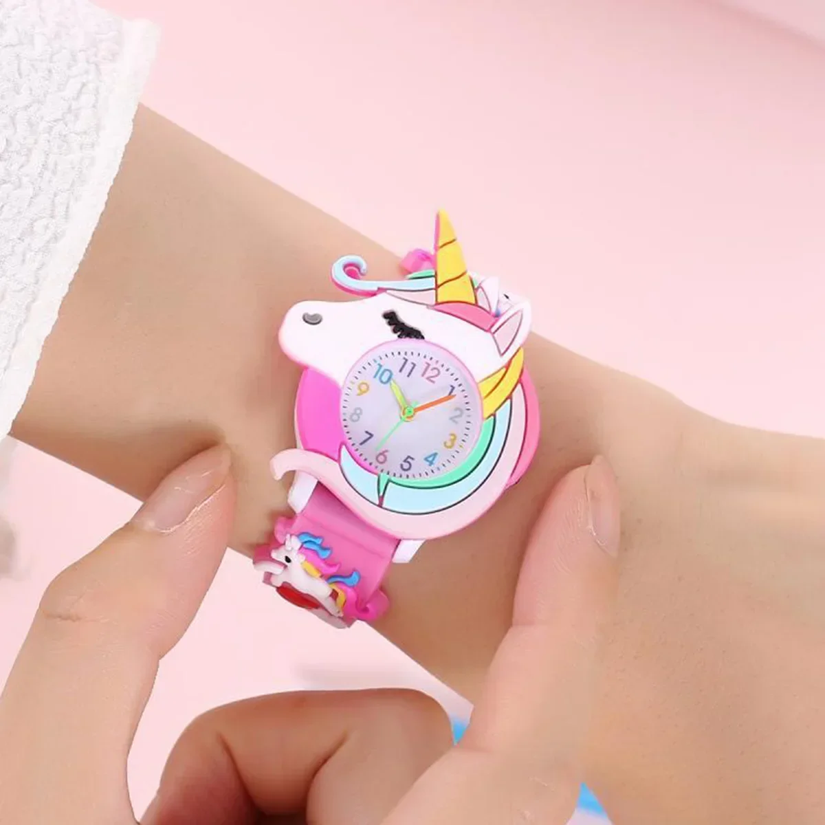 Montre-bracelet en silicone pour enfants, montre-bracelet à quartz, amour, Nairobi, Orn, Saturne, arc-en-ciel, météore, dessin animé décontracté, 3D, nouvelle mode