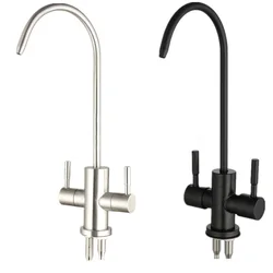 Torneira do filtro da água potável do aço inoxidável, Torneira dobro do purificador da água dos furos, Osmose reversa RO Faucet, Giratório 360 °, 1,4 