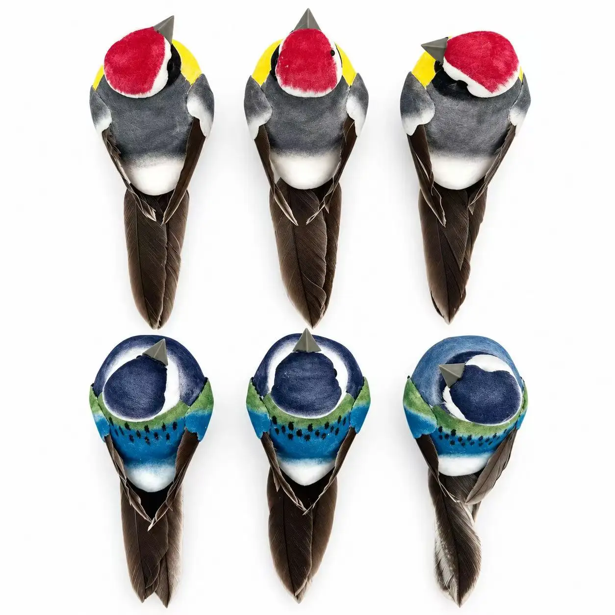 6PCS Artificial Bird Ornaments Decorative Bird Figurines for Home Garden Tree Holiday Display Red