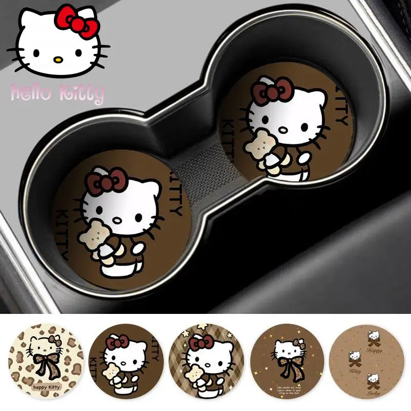 MISION Cartoon Car Coaster Hello Kitty Car Good Product Creative Water Cup Cushion Car Interior Decoration Anti Slip Coaster