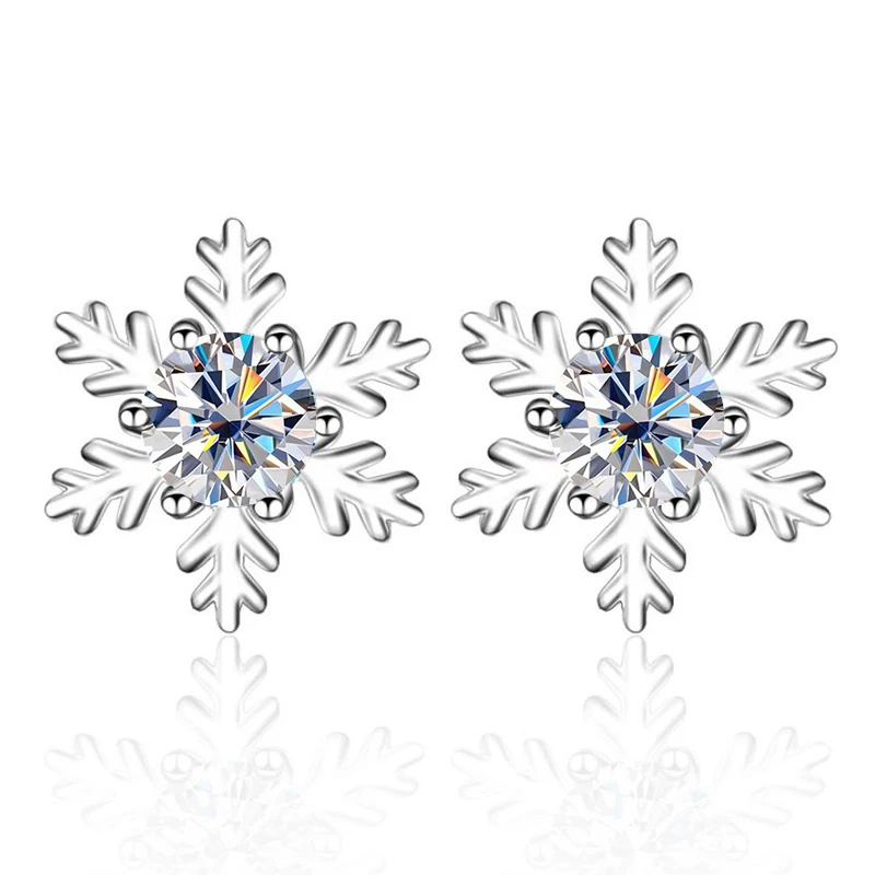 JOIAS HOME Silver 925 D Color Moissanite Gem Earrings Women's Snowflake Earrings Multi Color Moissanite Fashionable And Elegant