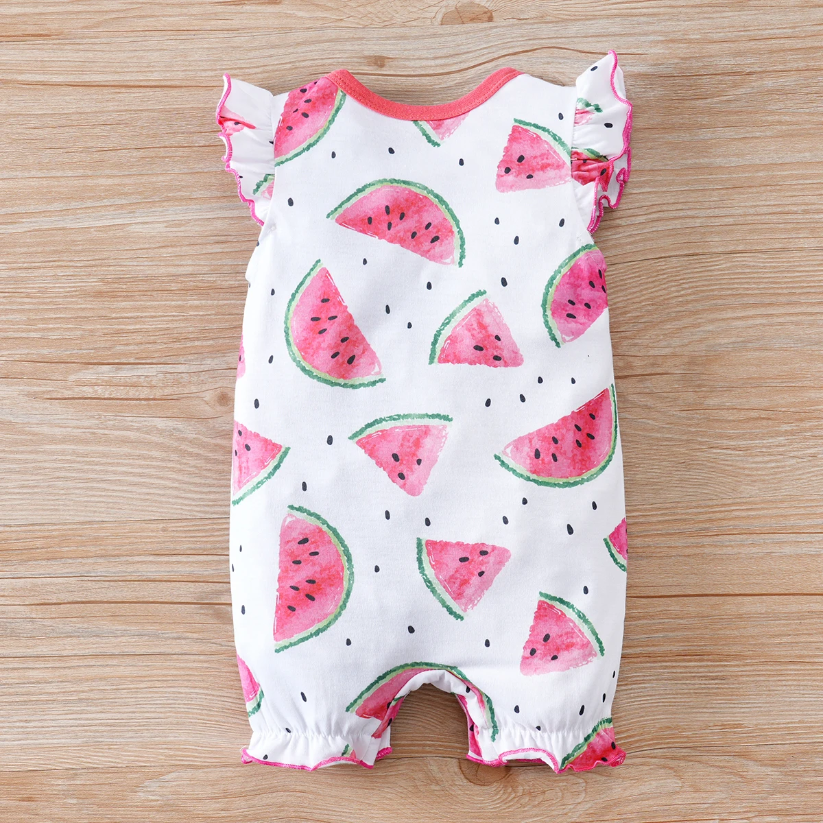 IURNXB Watermelon Floral Baby Girls Bodysuit Soft O-Neck Newborn Onesie Casual Cap Sleeve Infant Romper Summer 0-18M