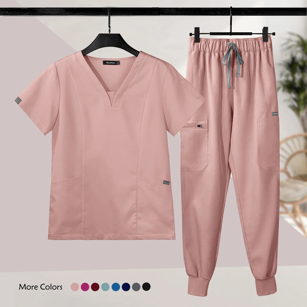 Uniforme Verpleegster Vrouwen Elastische Korte Mouw Tops Draad Joggingbroek Tweedelige Sets Ziekenhuis Uniformen Operatiekamer Operatiekamer