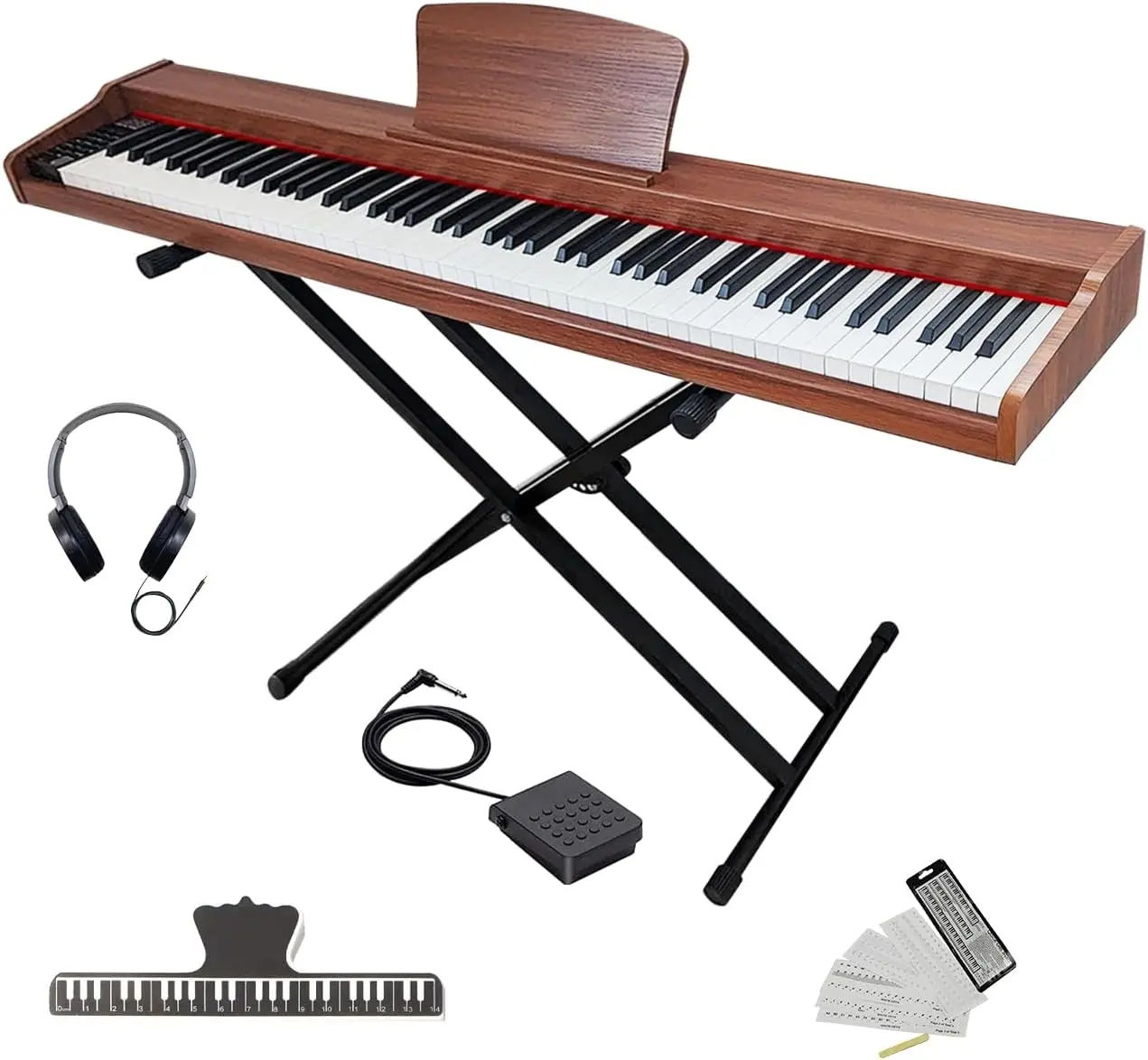 

Keyboard 88 Keys Wooden Electric Semi Weighted Digital for Beginner & Professional with Piano Stand, M