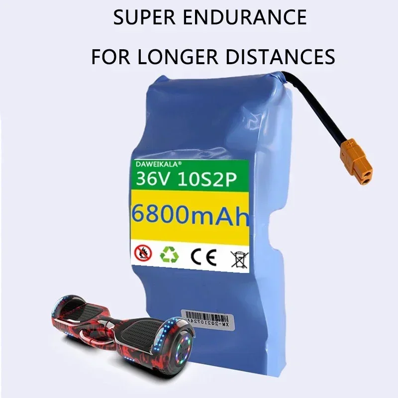 Concave 36V lithium-ion rechargeable battery 6800 mAh 6.8AH electric self aspirated pad unicycle lithium-ion battery