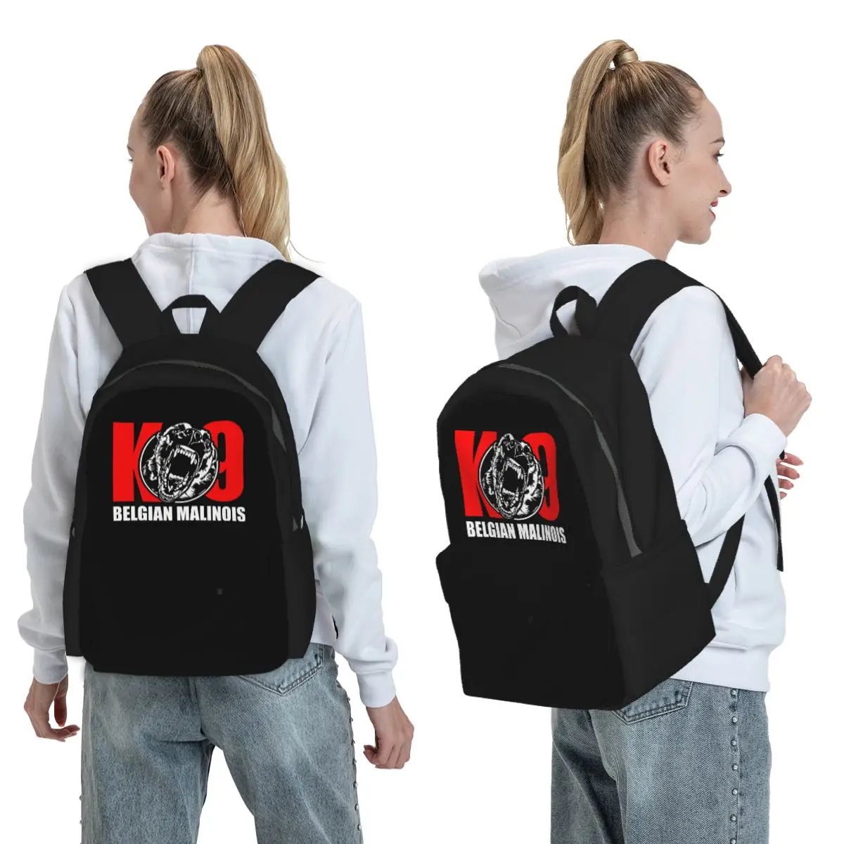 

K9 Belgian Malinois Maligator Backpack Student BookBag Children School Bag Laptop Shoulder Bags for Men Women