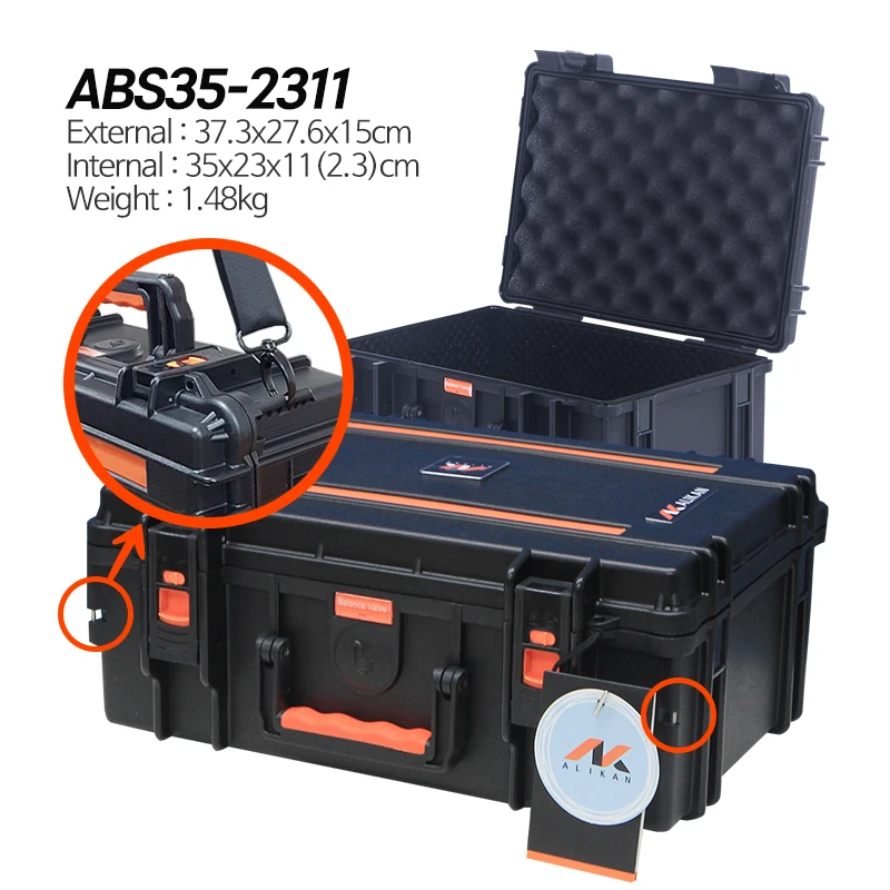 ALIKAN ABS35-2311 37,3x27,6x15 см Alikan Водонепроницаемый жесткий чехол Водонепроницаемый переносной военный чехол Защитный чехол для оборудования