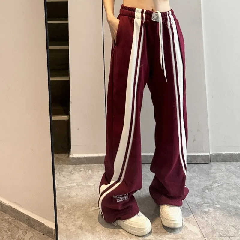 

Women Jeans Trousers Drawstring Track Sweatpants Loose Thin Casual Wide-Leg Pants Fashion Straight-Leg Pants 2023 New