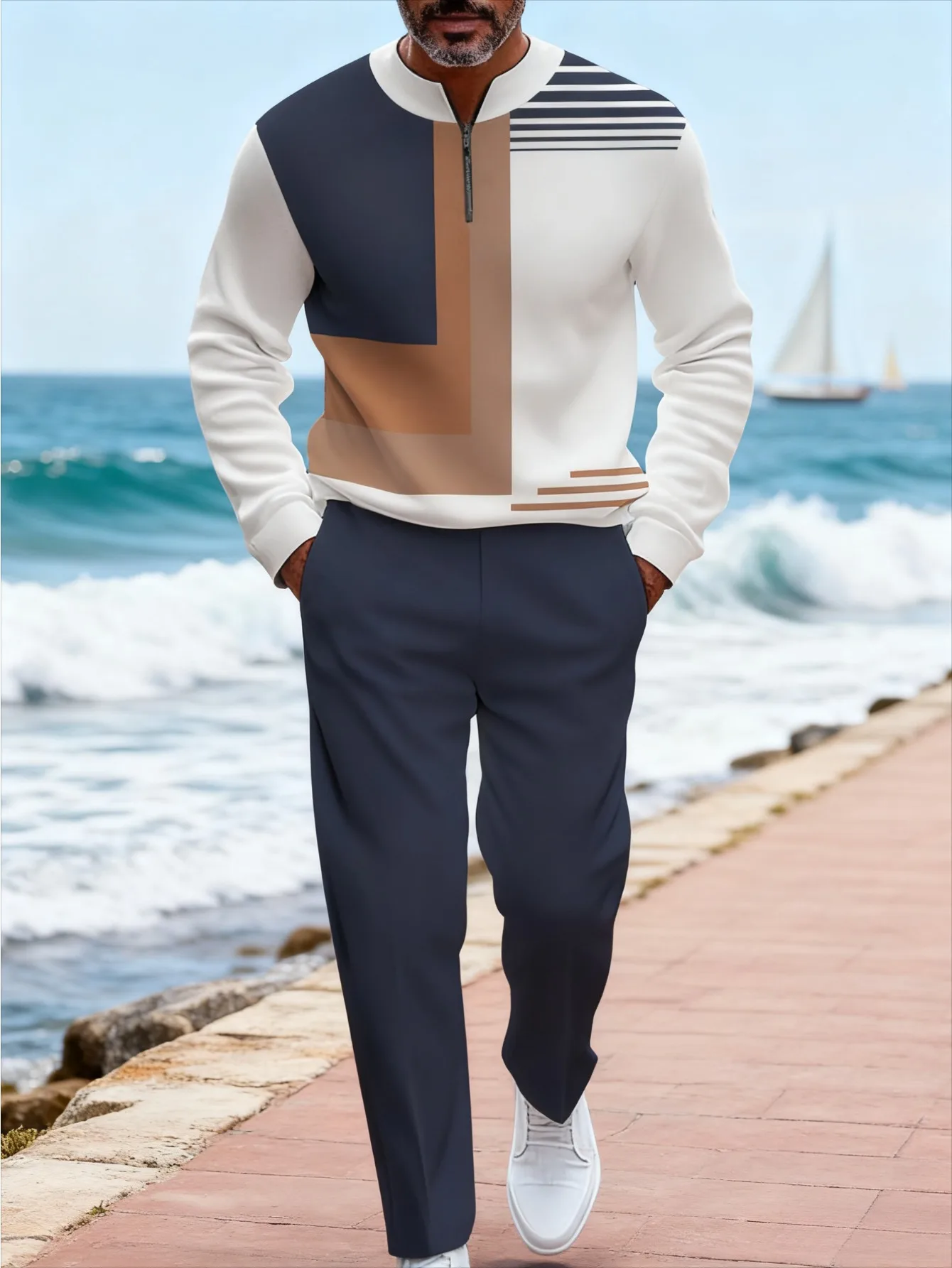 Ensemble à capuche décontracté tendance imprimé numérique 2 pièces pour hommes