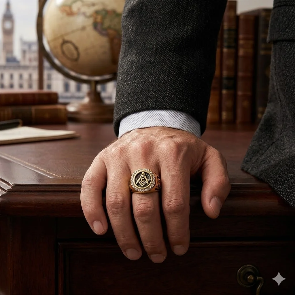 St-Delan Vintage Masonic Freemason Cross Ring for Men Gold Color Stainless Steel Iced Out Crystal Biker Signet Ring Male Jewelry