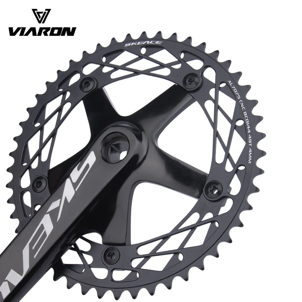 

VIARON Square Hole Alumniun Alloy Single Chainwheel Bicycle Crankset SKEACE 48T/49T 144BCD 165mm Integrated Fixed Gear Crankset